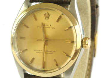 Rolex Oyster Perpetual Ref 1002 18k/ss Mens Watch Original Champagne Dial Ca1966